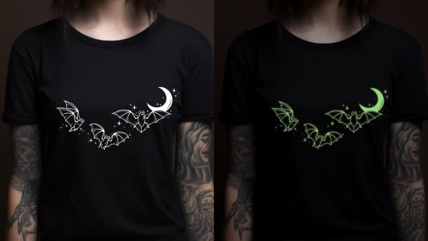 Batty Moon - Available in T-Shirt, Pullover, Hoodie, Tank or Long Sleeve - GLOW IN THE DARK