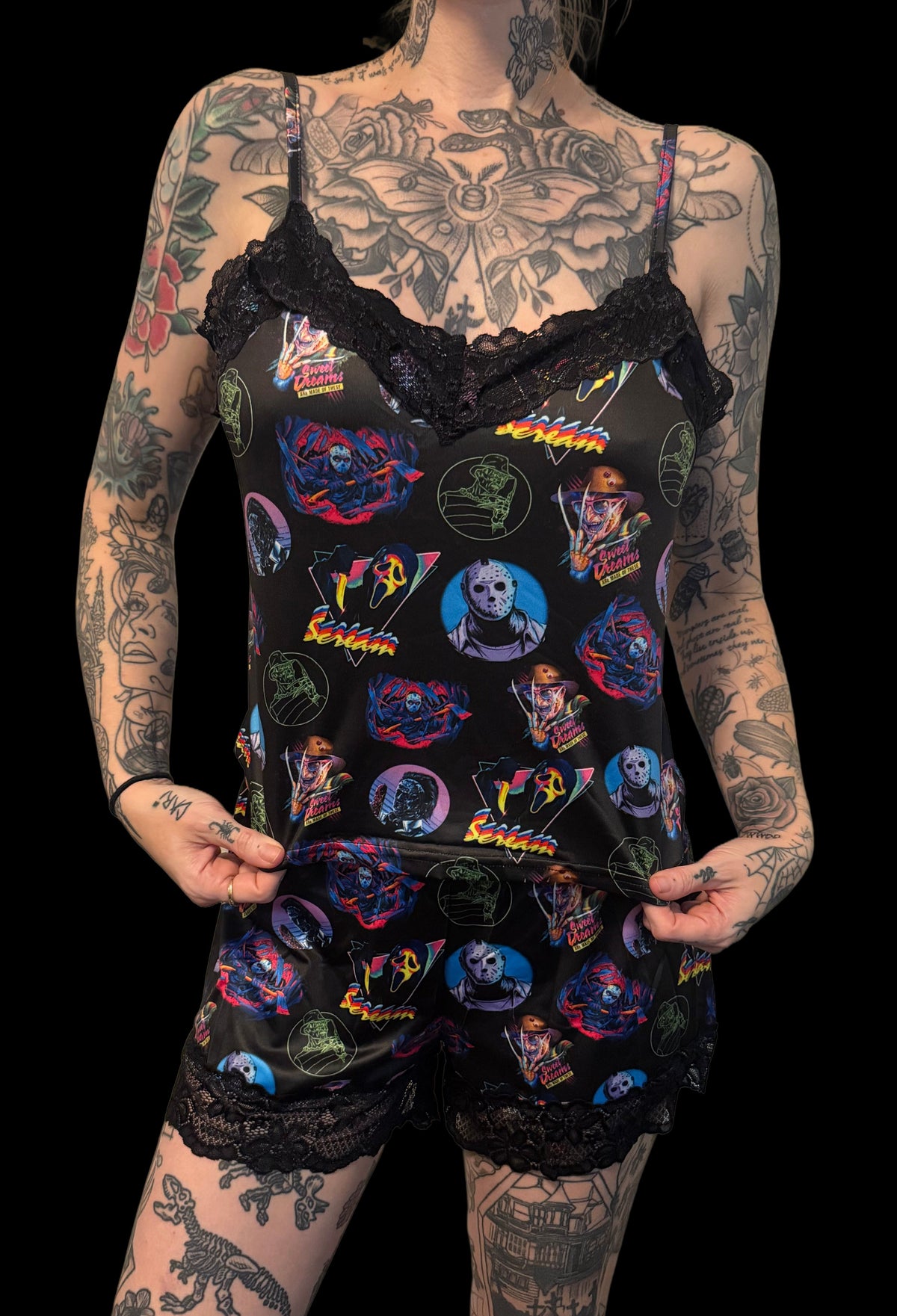 Lace Cami Pajama 2 piece Set - 80's Horror