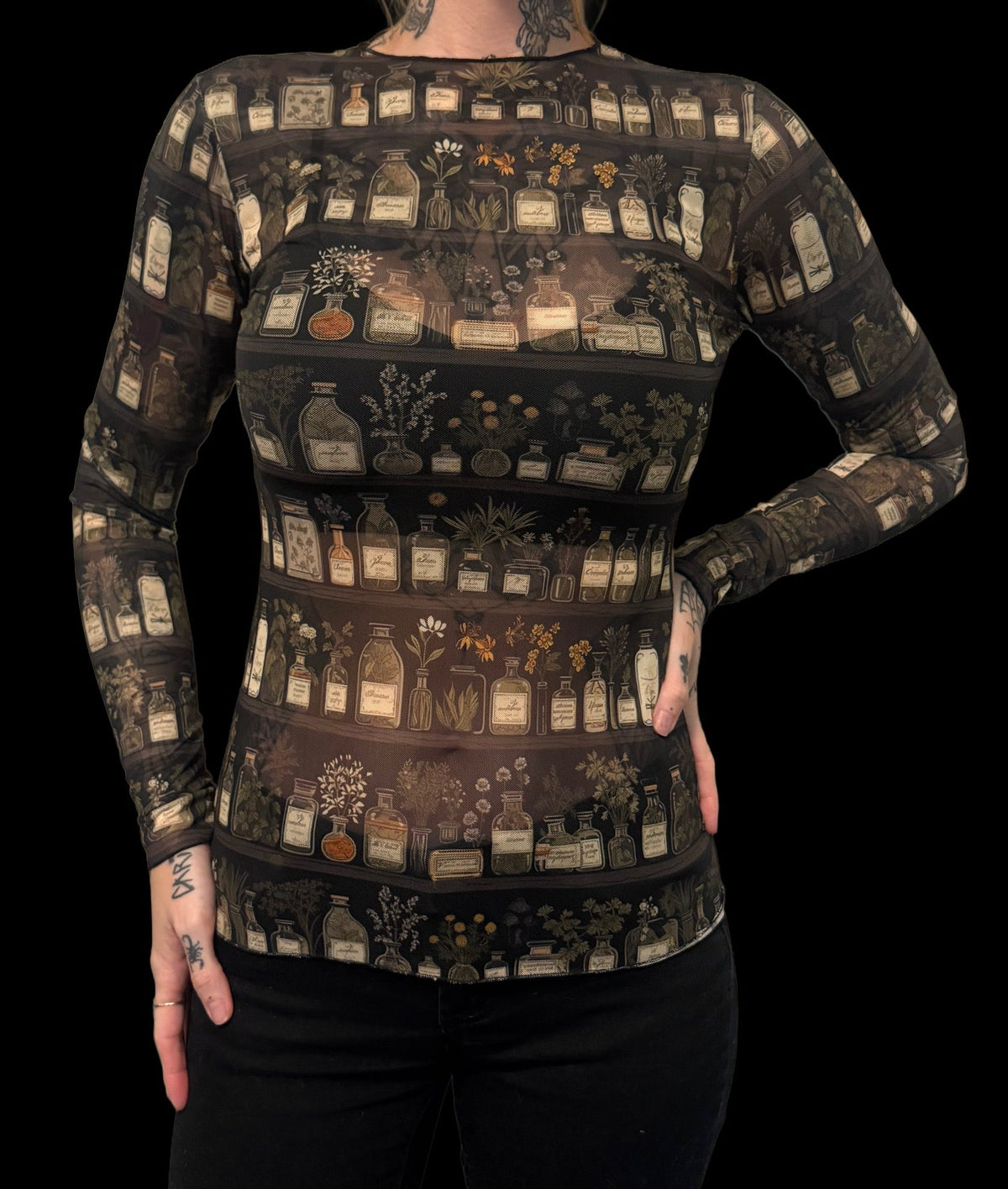 Sheer Mesh Top - Apothecary