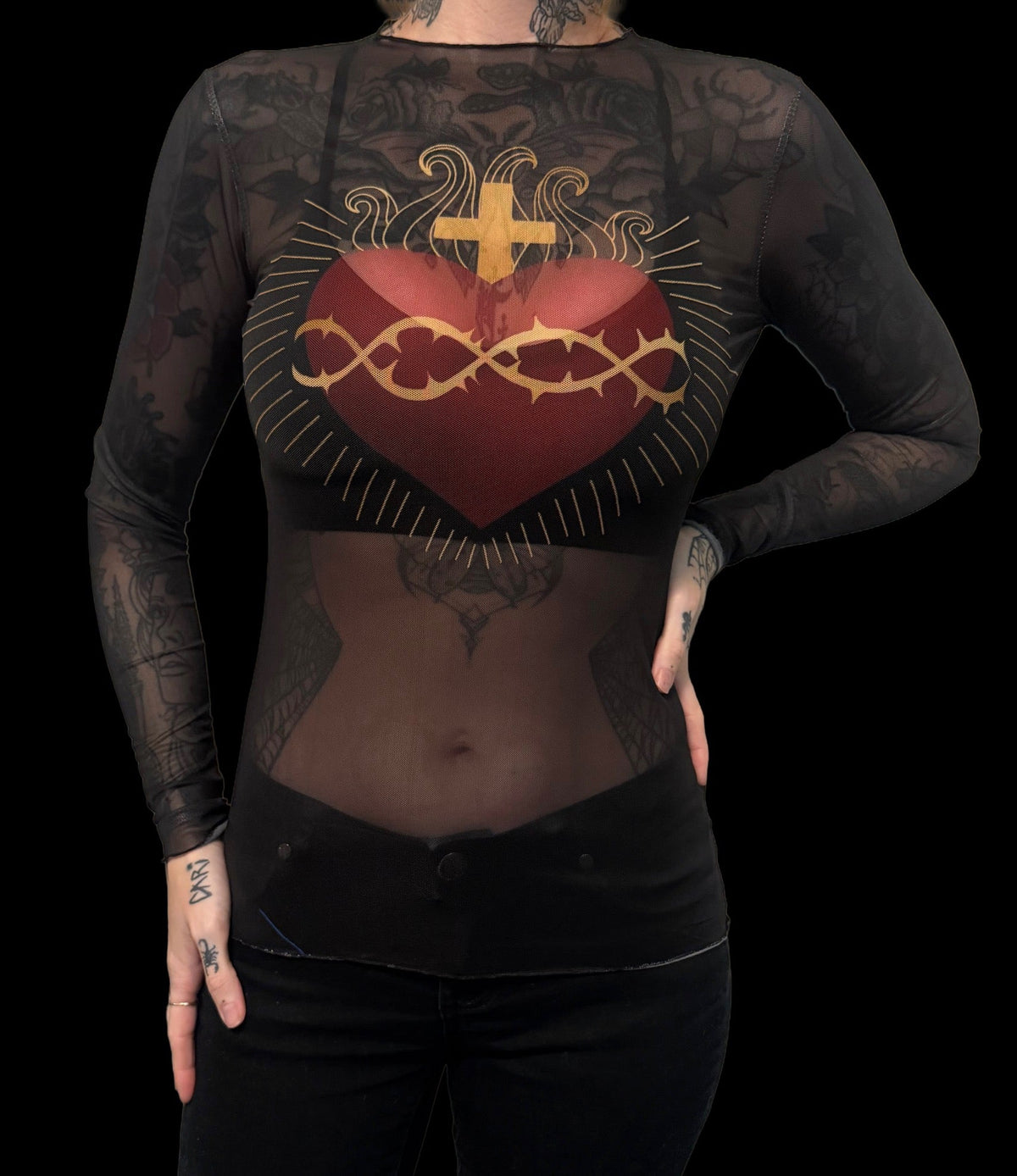 Sheer Mesh Top - Single Sacred Heart