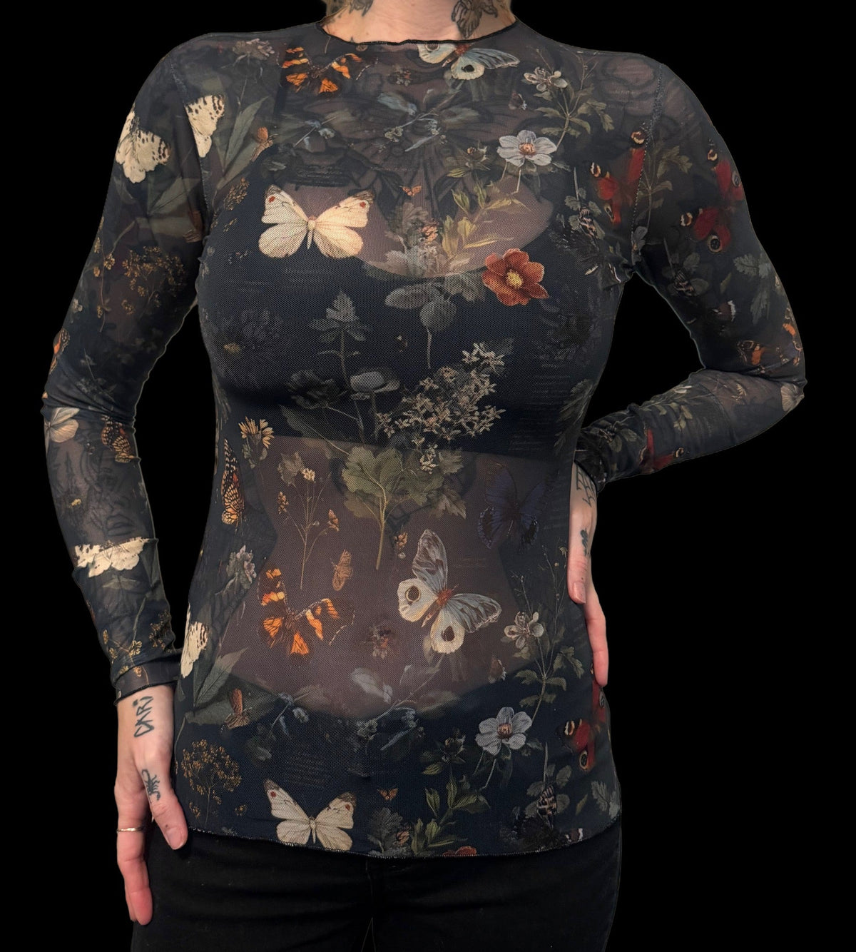 Sheer Mesh Top - Study of Butterflies