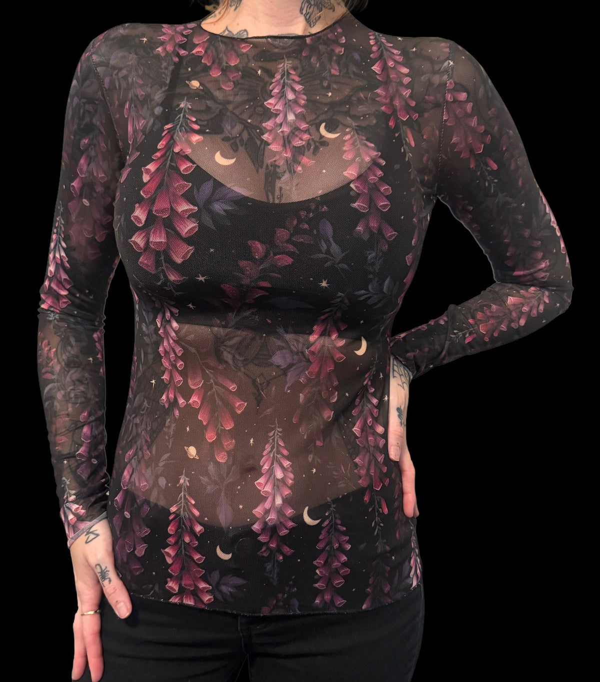 Sheer Mesh Top - Foxgloves