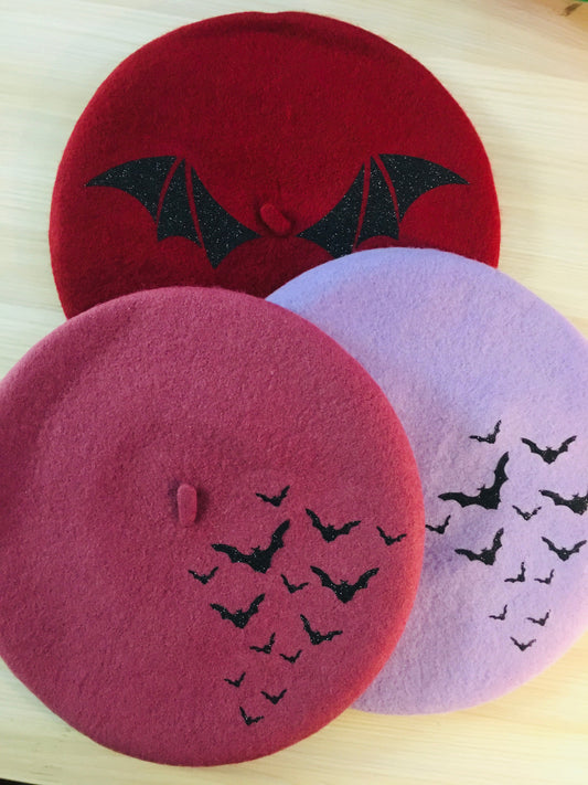 Vegan Beret - Lavender Bats