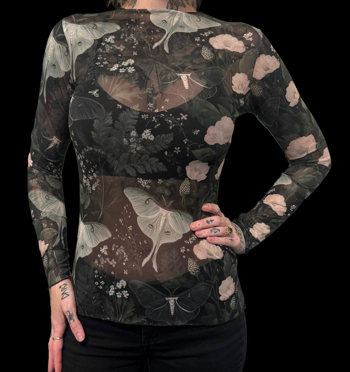 Sheer Mesh Top - Floral Lunas