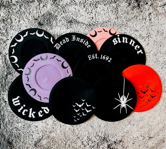 Vegan Beret - Bats - Orange