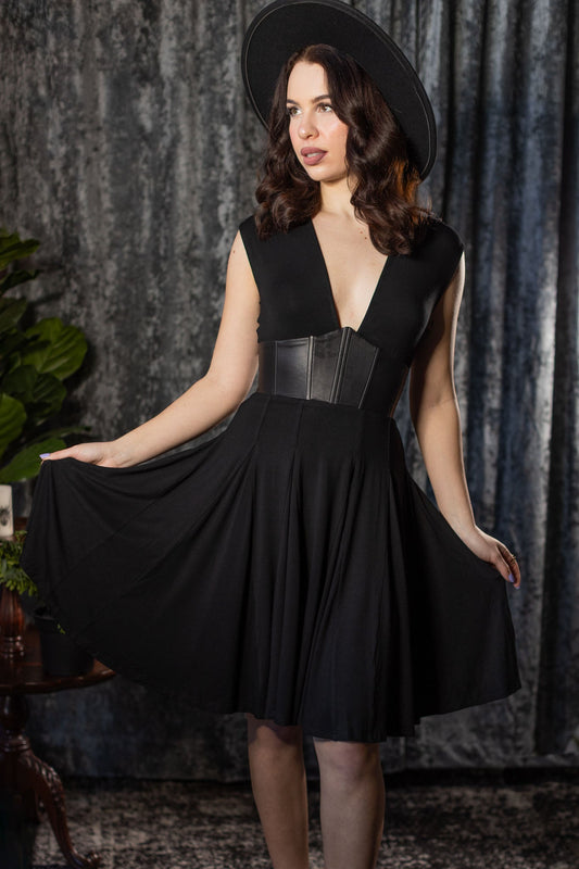 Blake - Ever Haunting Corset Waist Jersey Dress - READY TO SHIP