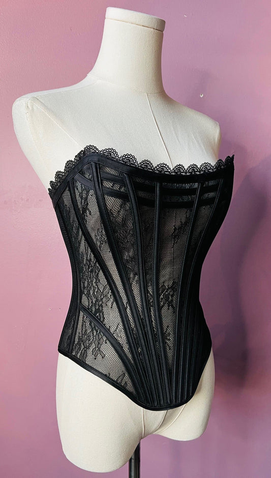 The Vivienne Corset - Romantic Floral Lace Waist Cinching Corset - Pre-Order