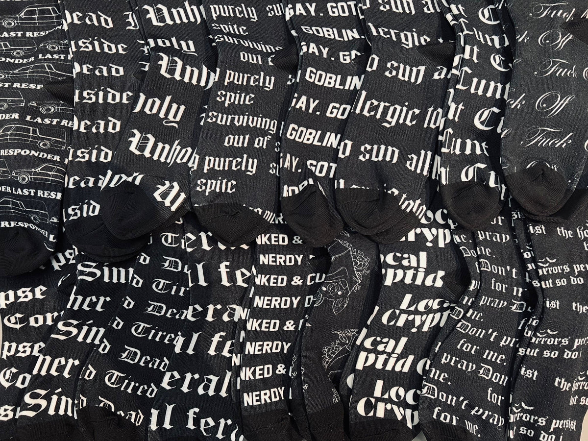 Novelty Socks - Surviving Purely Out of Spite - Ready To Ship