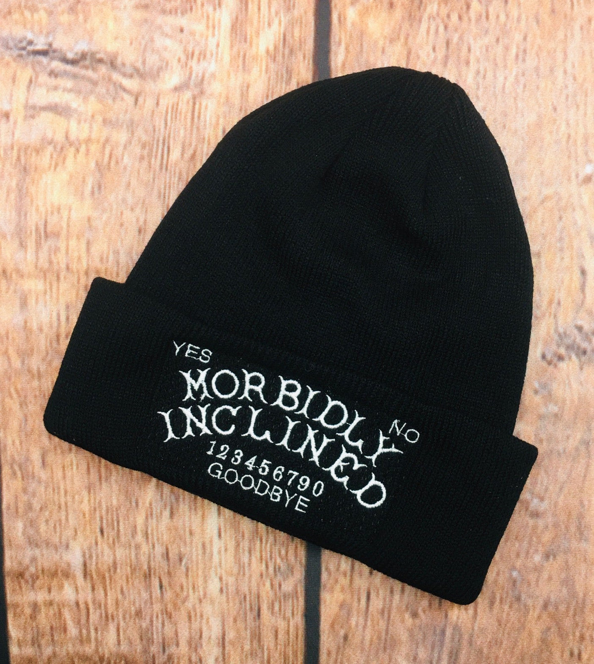 Vegan Beanie - "Morbidly Inclined" - READY TO SHIP