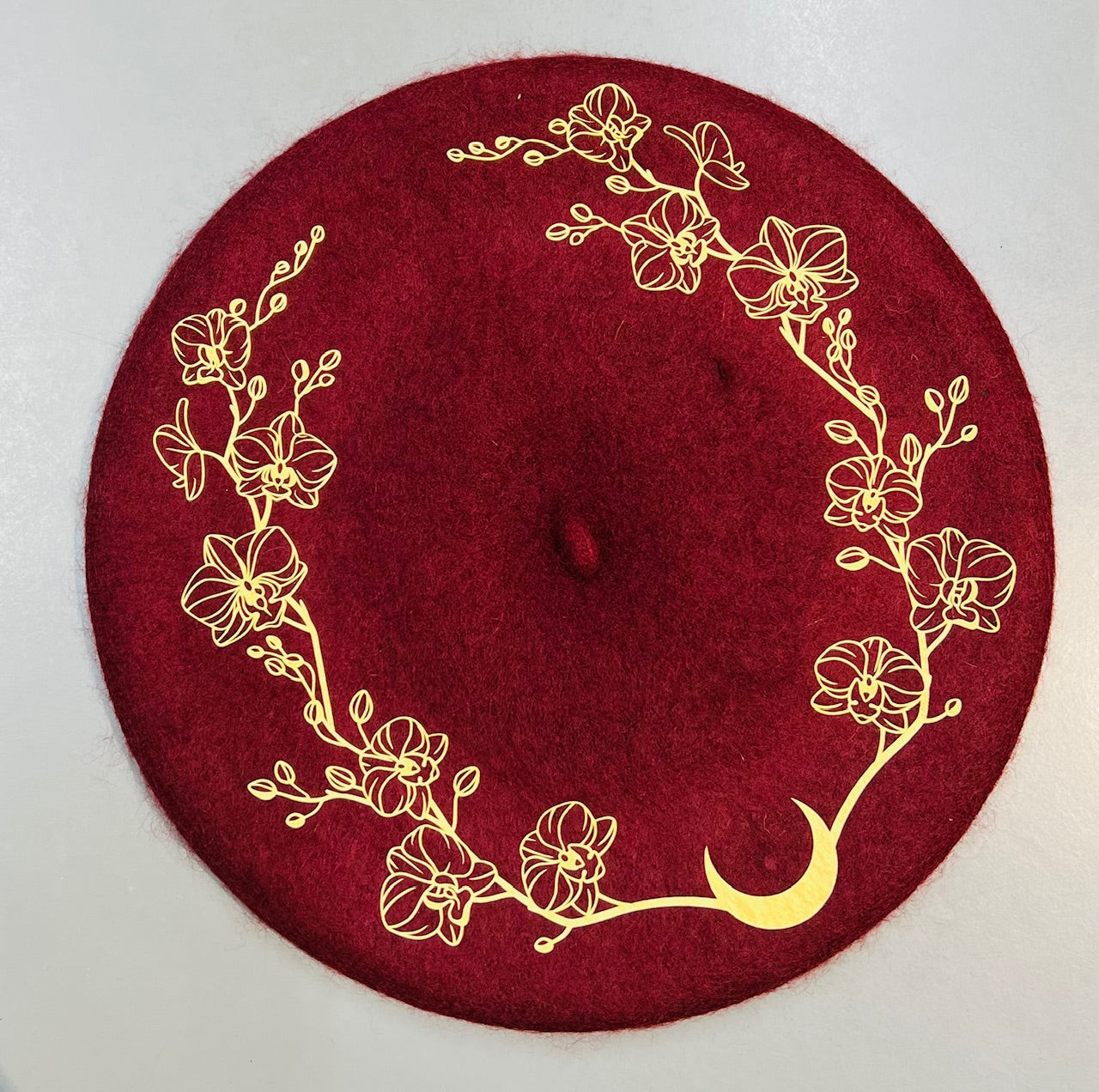 Vegan Beret - Burgundy - Orchids
