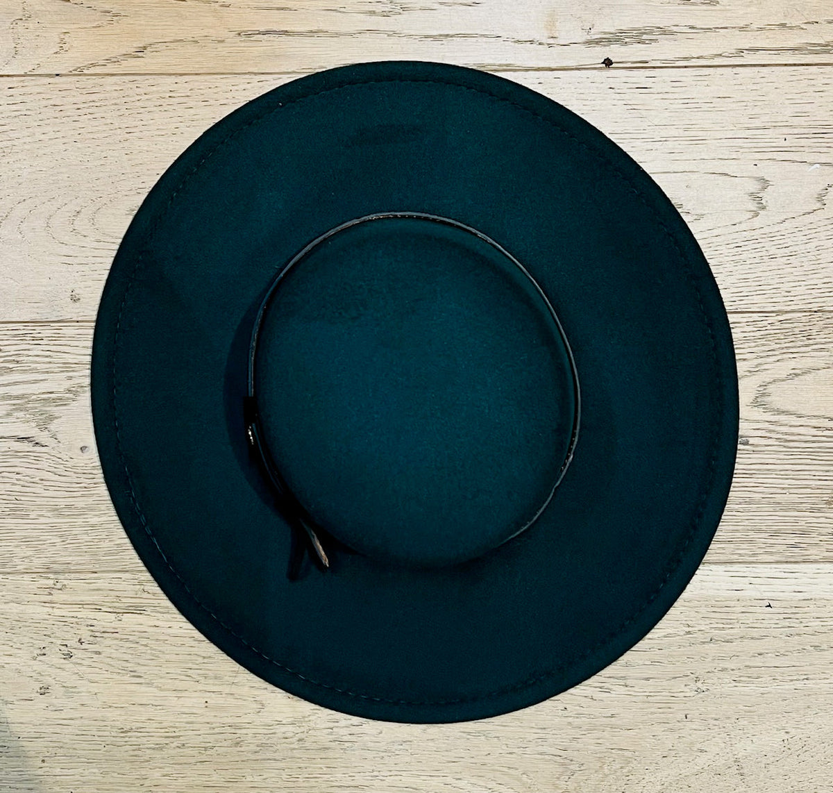 Vegan Felt Wide Brim Hat - Flat Top XL Brim - Emerald -Plain - READY TO SHIP