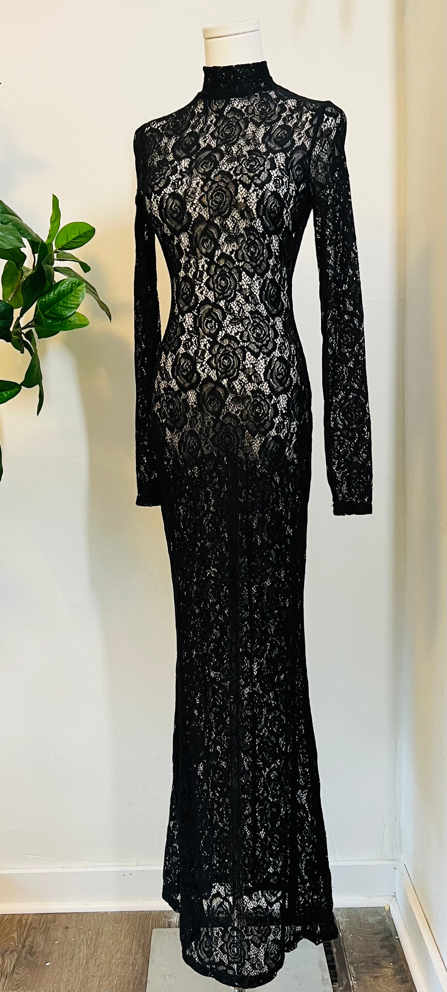 Persephone - Deadly Sheer Floral Lace Maxi dress - READY TO SHIP