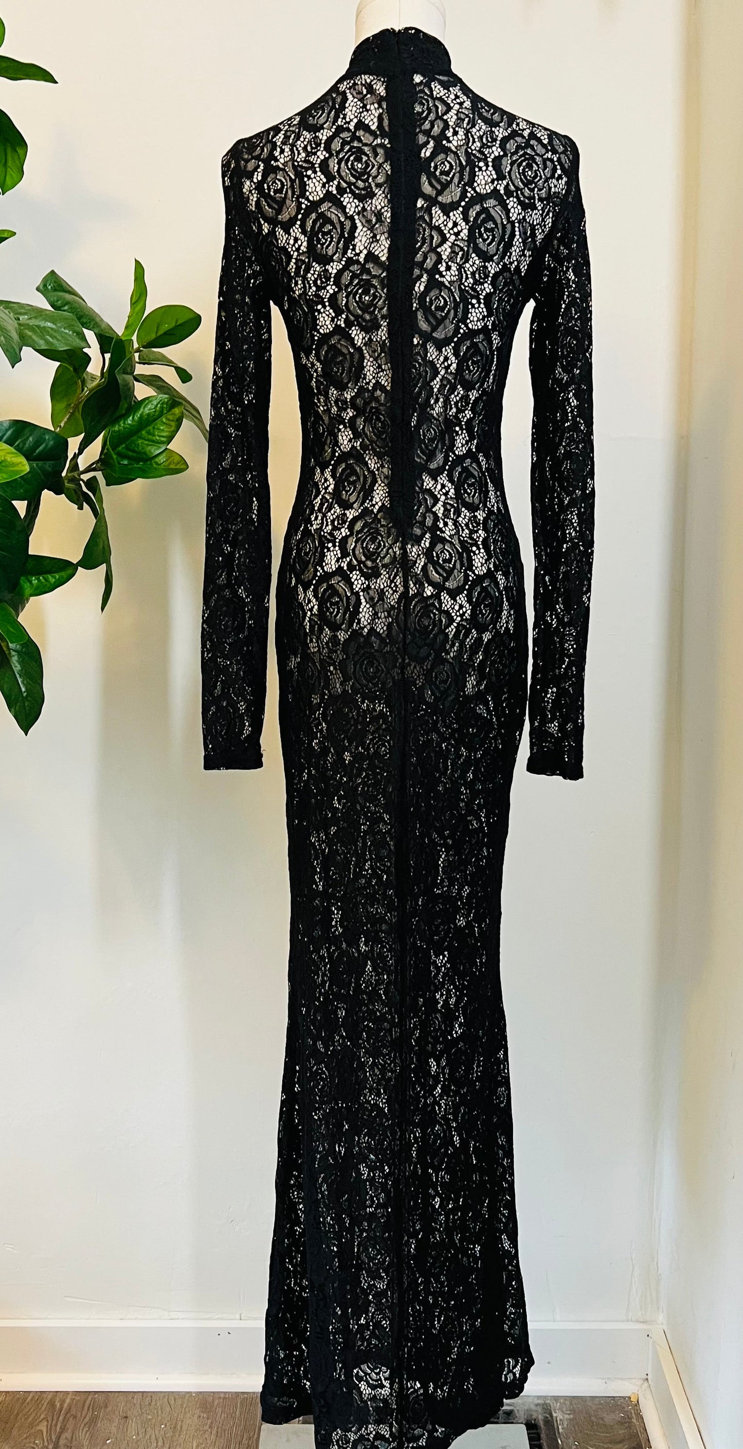Persephone - Deadly Sheer Floral Lace Maxi dress - READY TO SHIP
