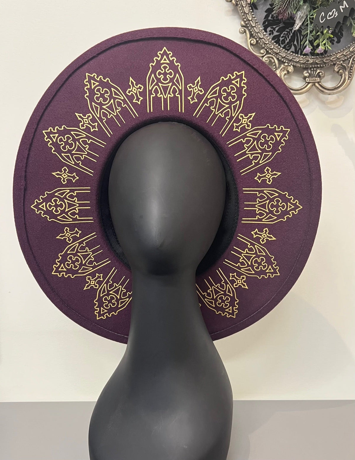 Vegan Felt Wide Brim Hat - XL Brim - PLUM - Wrought Iron