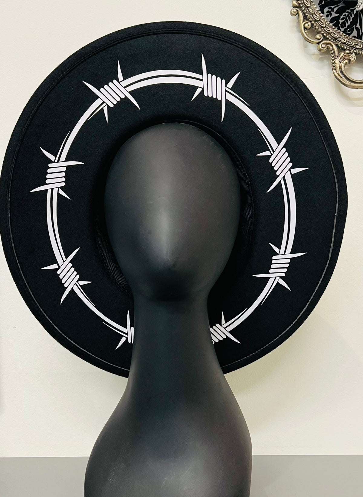 Vegan Felt Wide Brim Hat - XL Brim - Barbed Wire