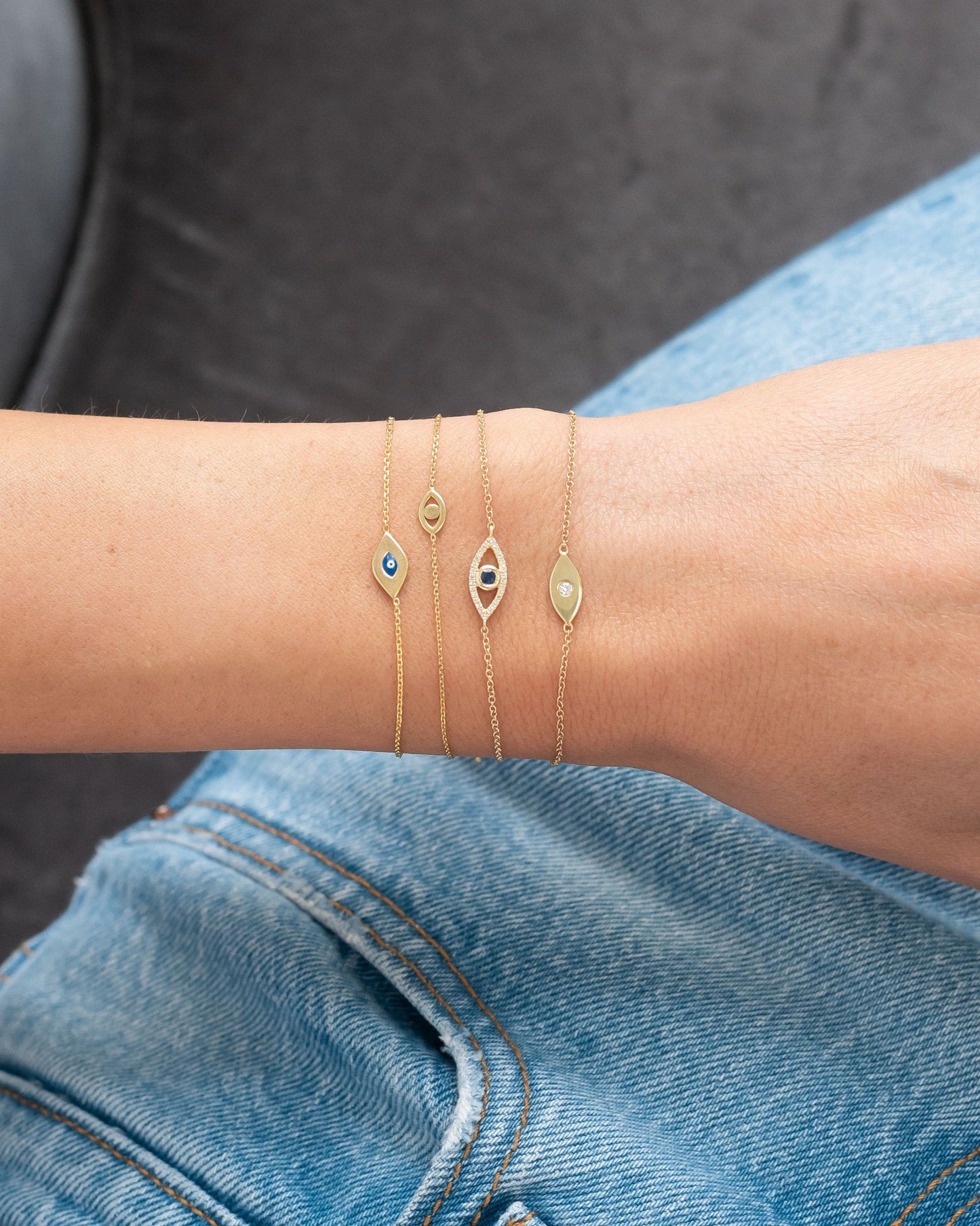 14k Gold Mini Evil Eye Bracelet