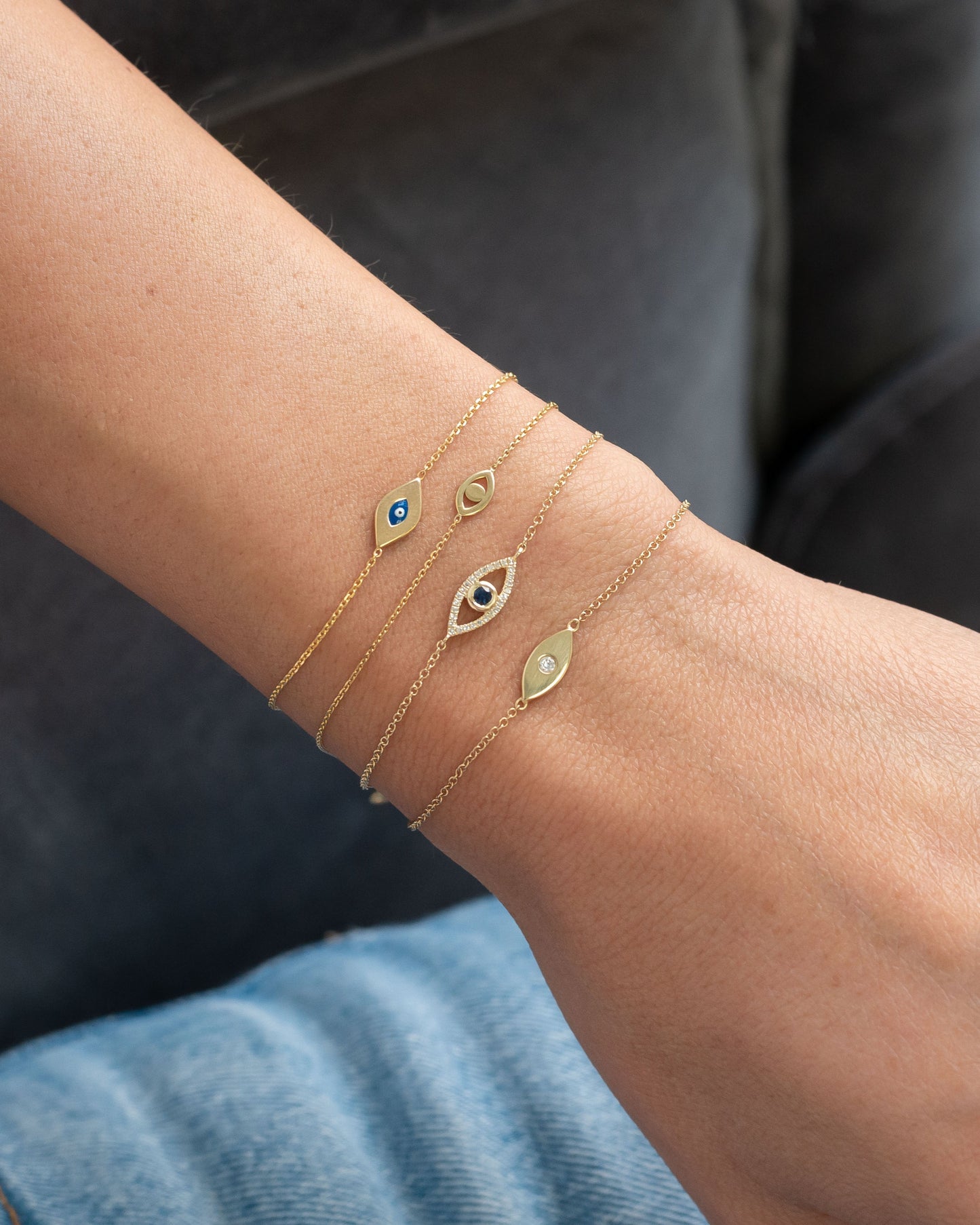 14k Gold Mini Evil Eye Bracelet