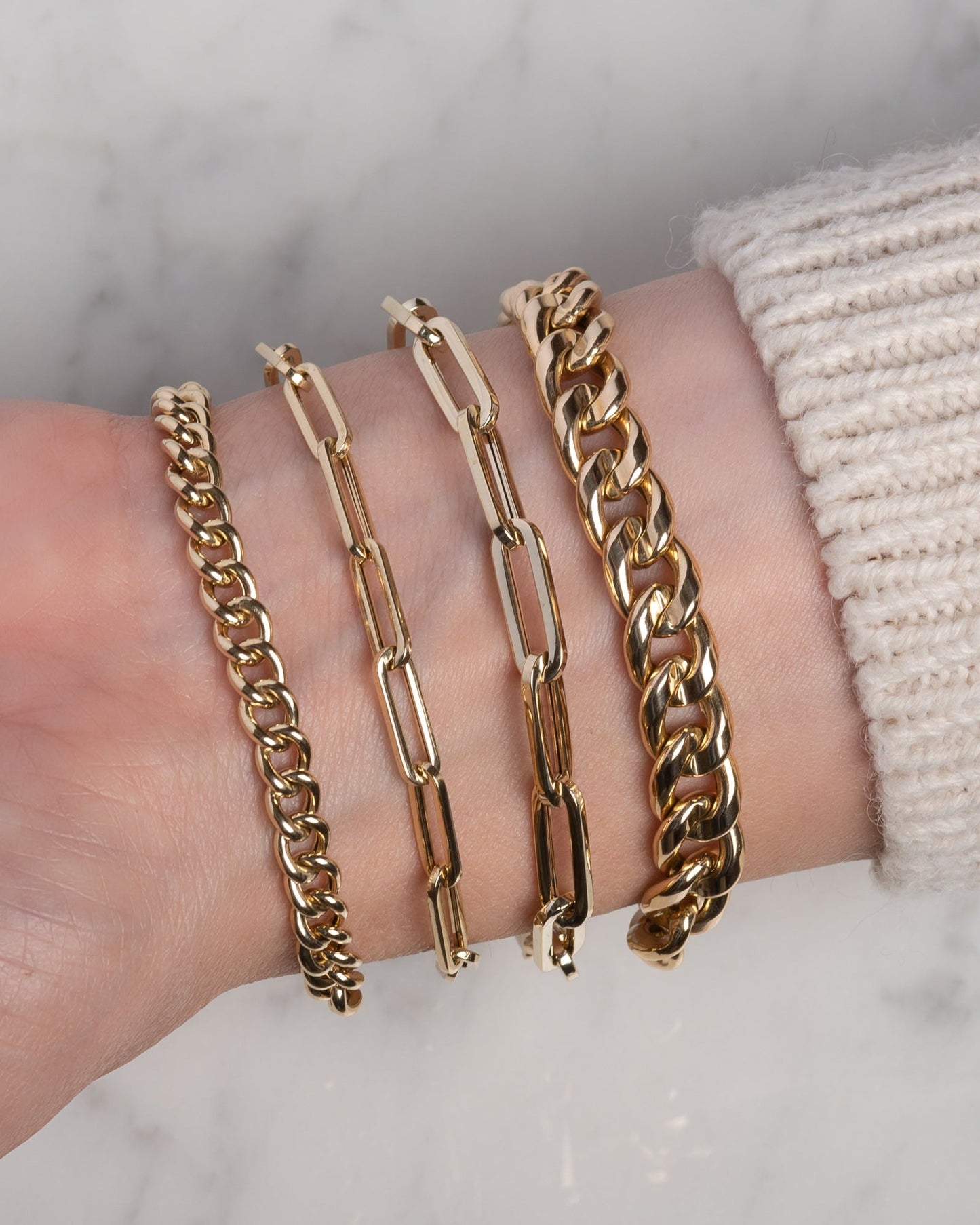 14k Gold Large Paper Clip Chain Bracelet