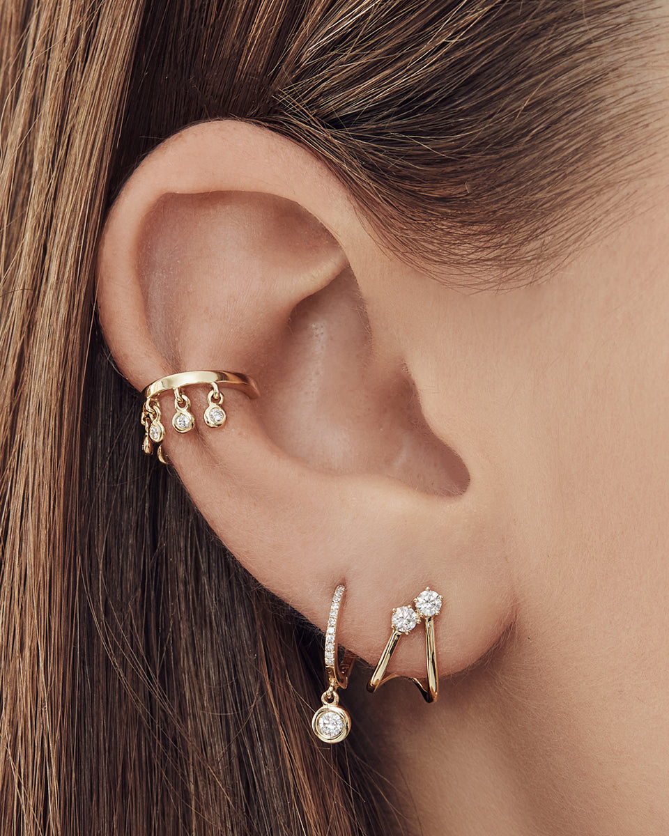 14k Gold Ear Cuff with Diamond Fringes