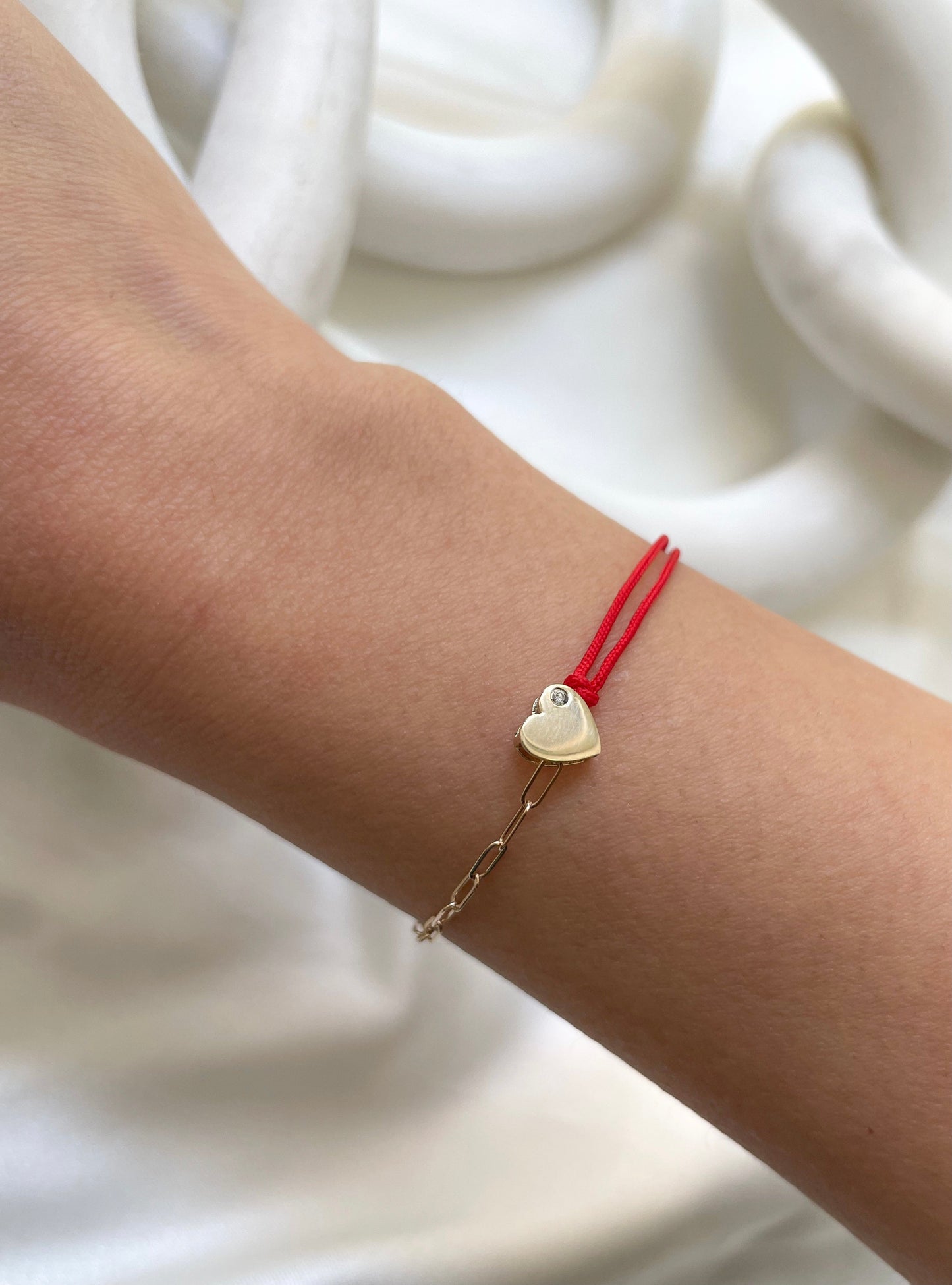 14k Gold Heart Split Fortune Bracelet