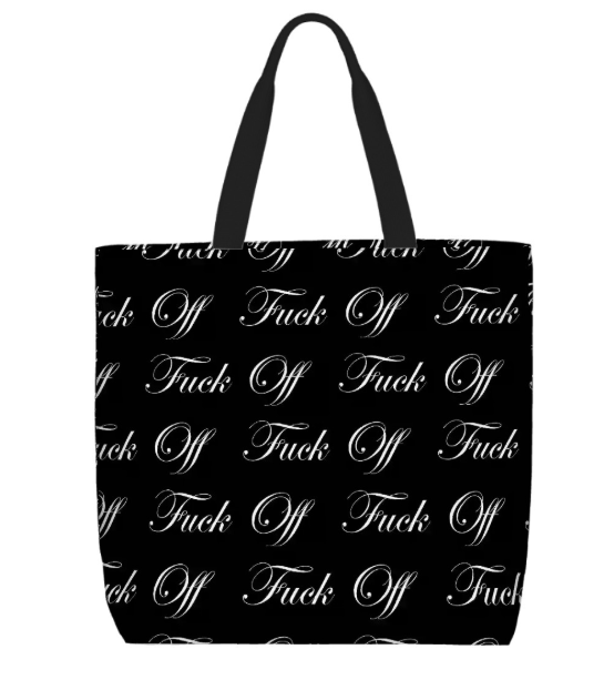Printed Beach Bag / XL Tote Bag - fuck off