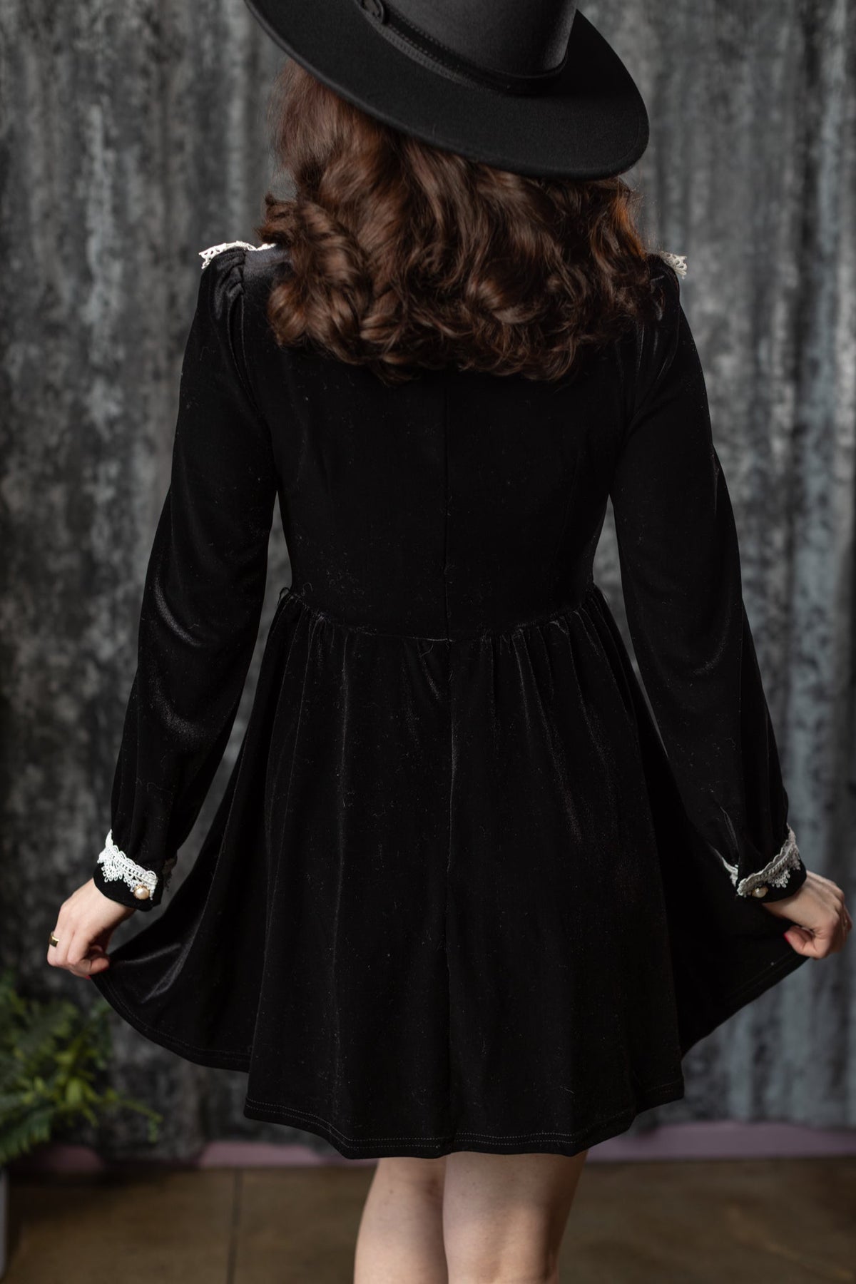 ELORA - Velvet mini dress with collar - READY TO SHIP