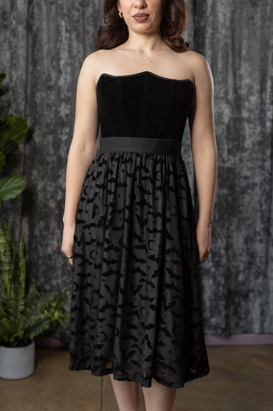 The DRAVEN Skirt - Velvet Spider BAT flocked Full SKIRT - READY TO SHIP