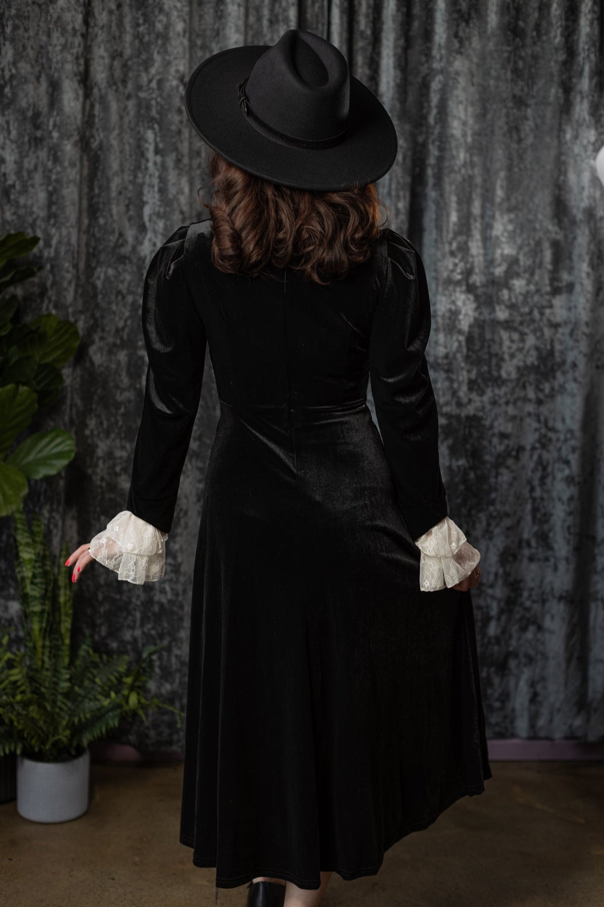 CORA - Velvet mourning midi dress - READY TO SHIP