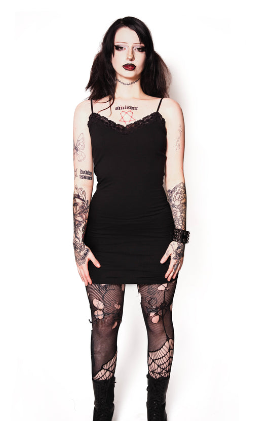ALL Black Lace Strap Dress