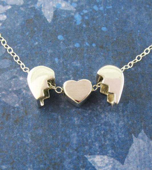 Heal a Broken Heart Pendant Necklace with Hidden Heart, Engravable