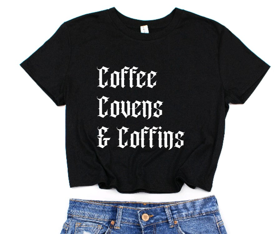 Coffee Covens & Coffins Cropped T-Shirt