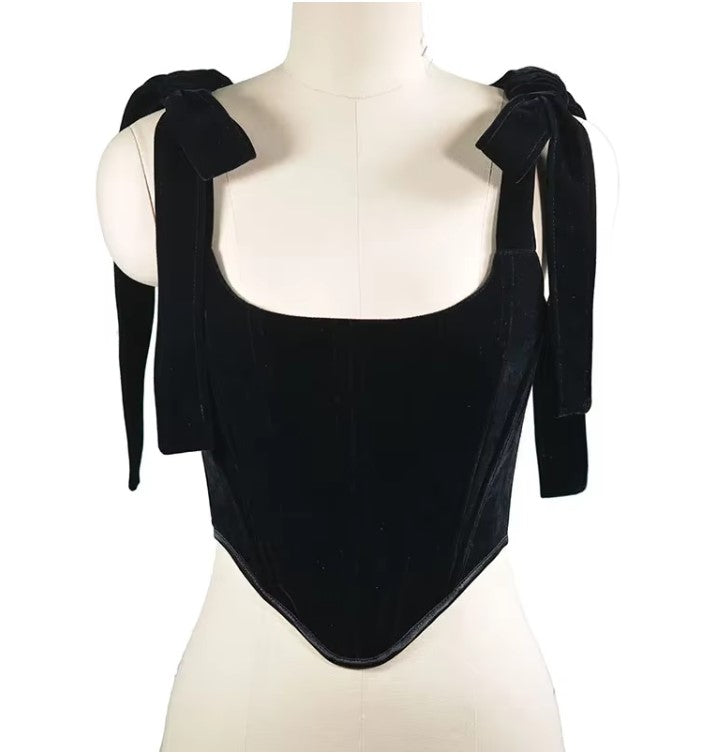 The Velveteen Corset Top - Deep Velvet Bodice Cinching Corset - READY TO SHIP!