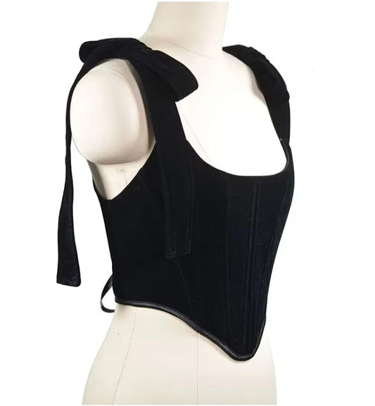 The Velveteen Corset Top - Deep Velvet Bodice Cinching Corset - READY TO SHIP!