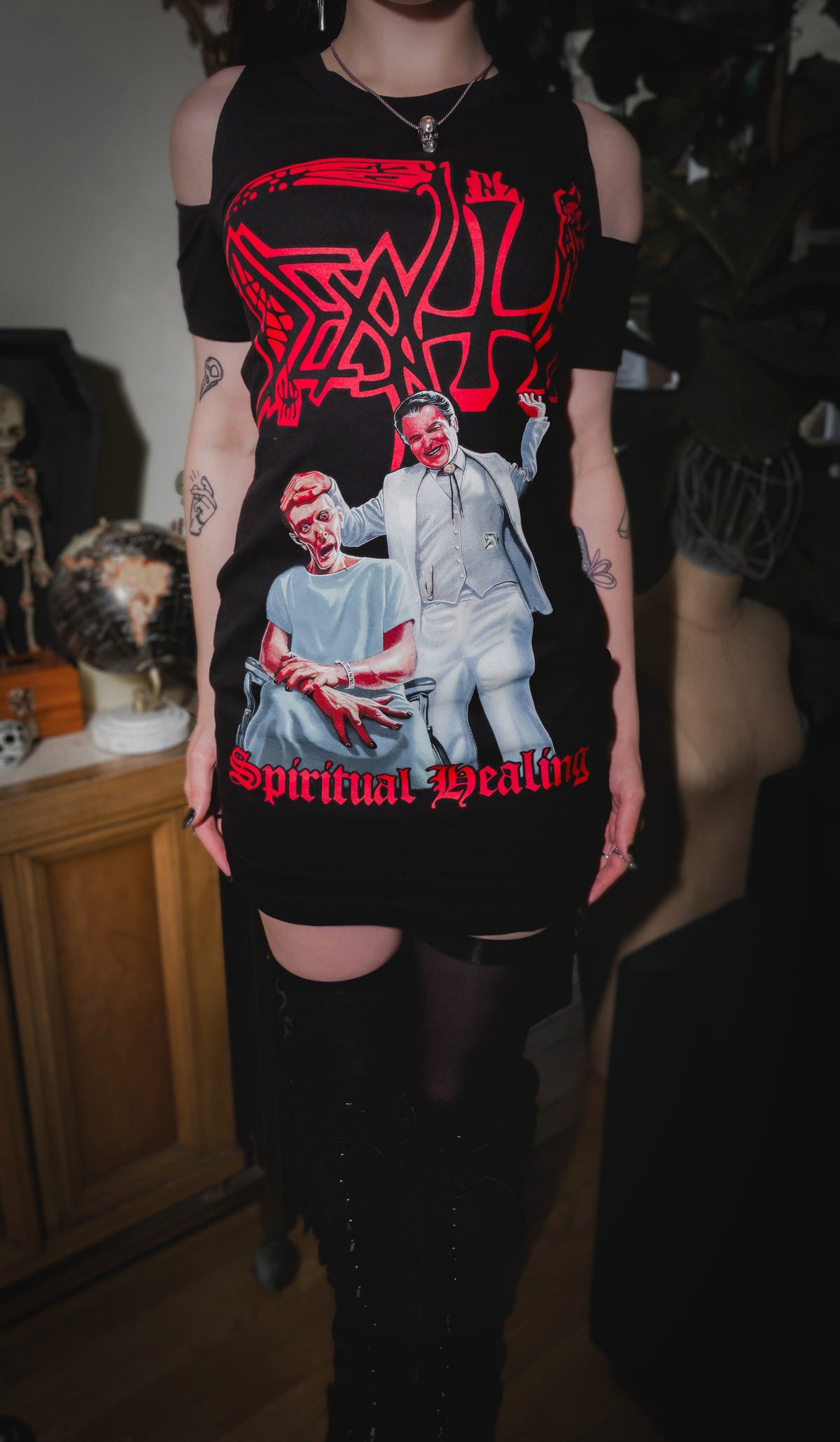 Death Shoulder-Cut Dress