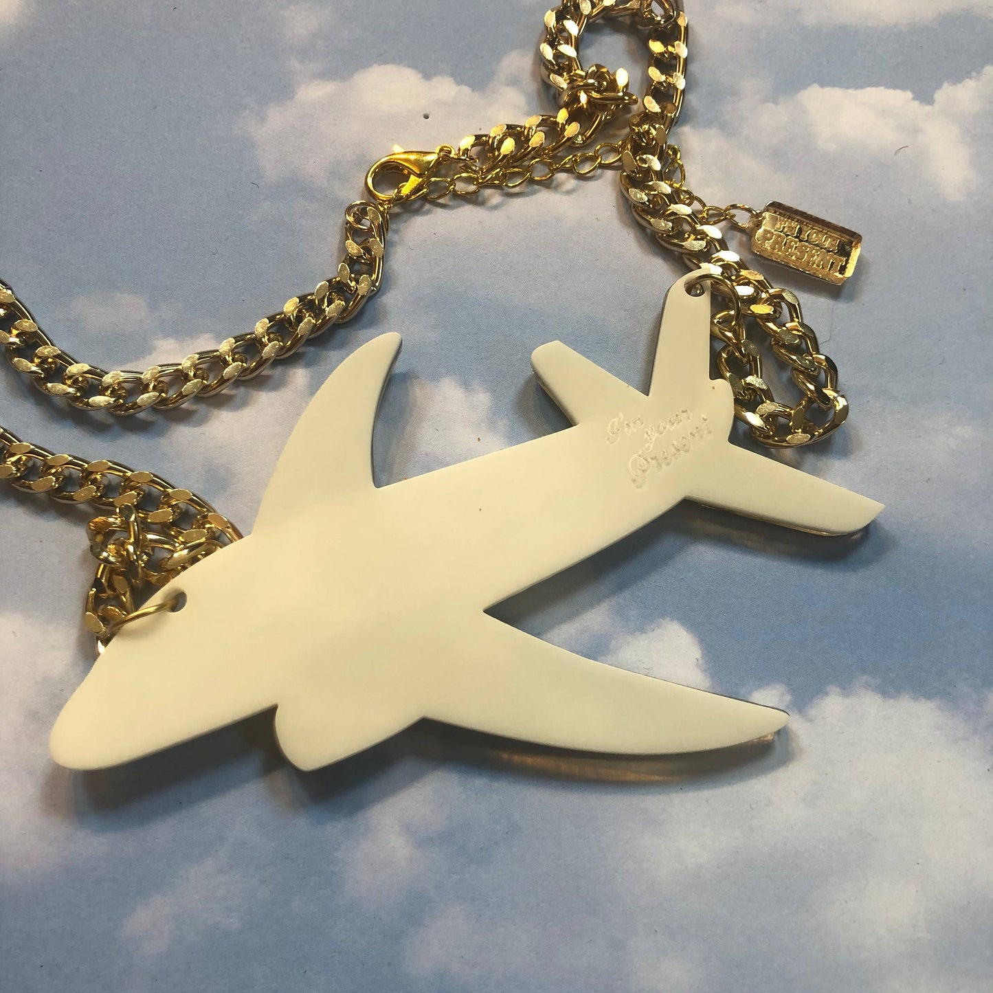 Vacation Airplane Laser Cut Acrylic Necklace, Laser Cut Acrylic, Plastic Jewelry