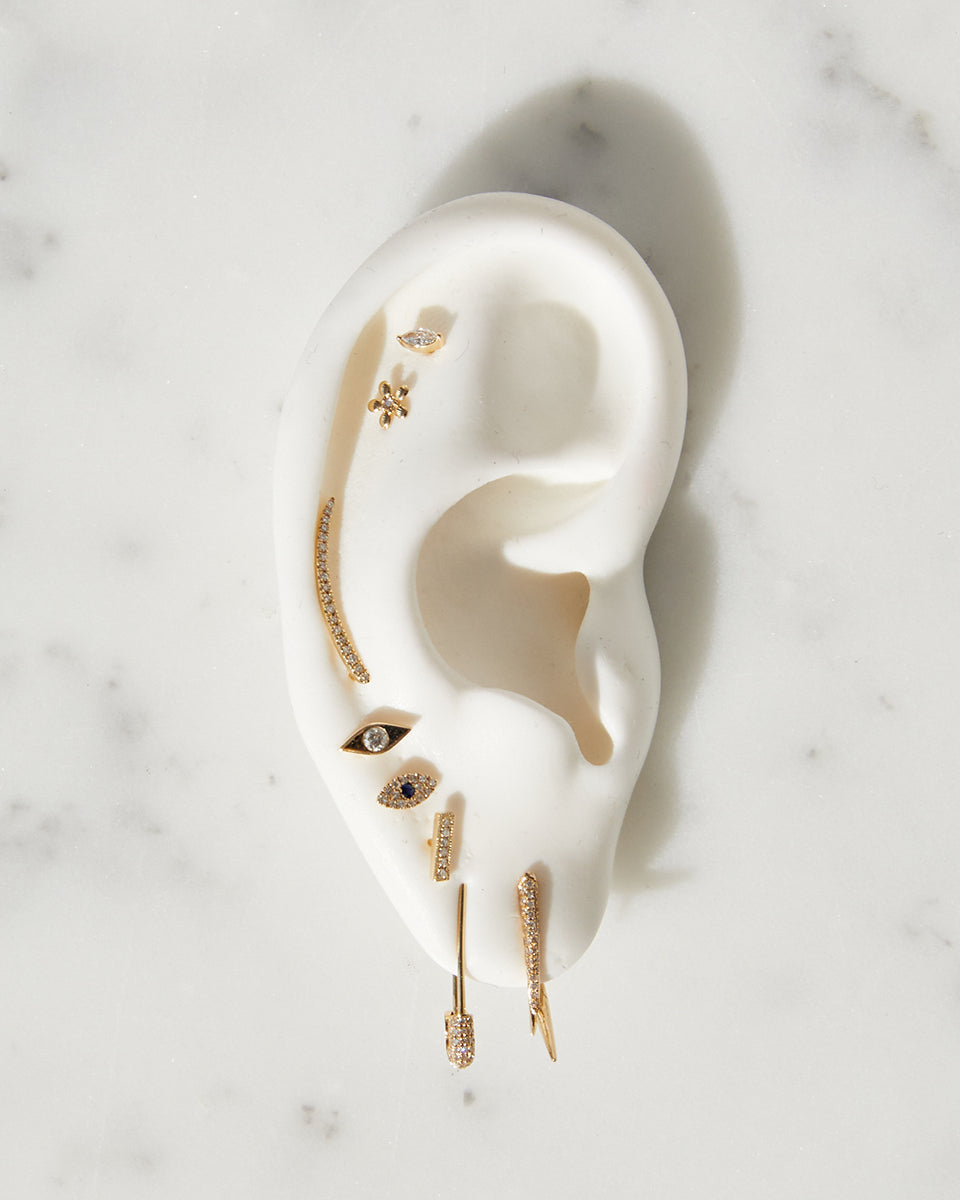 14k Gold Mini Diamond Flower Stud Earrings