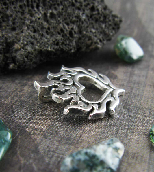 Flaming Heart Pendant, Handmade - 925 Sterling Silver