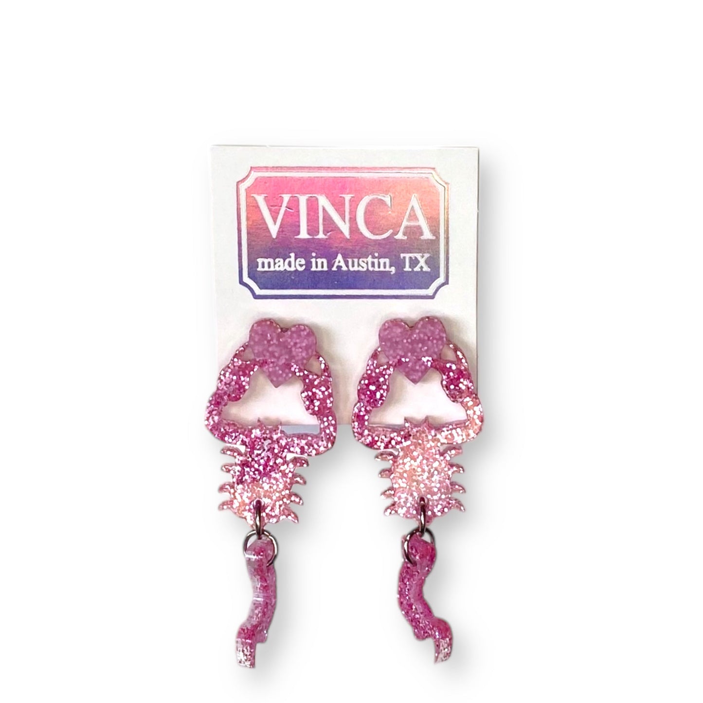 Last Chance! Heartbreaker Scorpion Earrings - Glitter Pink