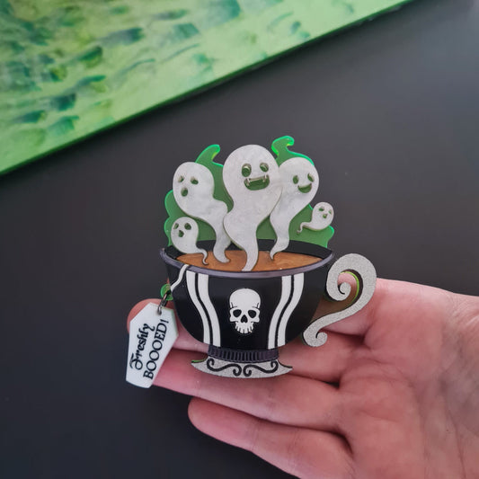 Gothic Ghost Teacup Necklace by Cherryloco Jewellery