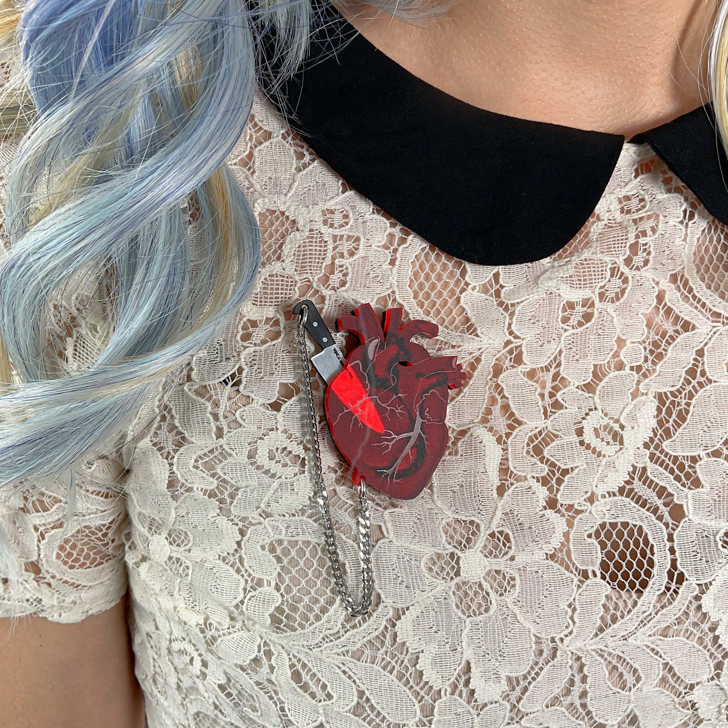 Heart of Aghast Brooch - Drop Dead Red