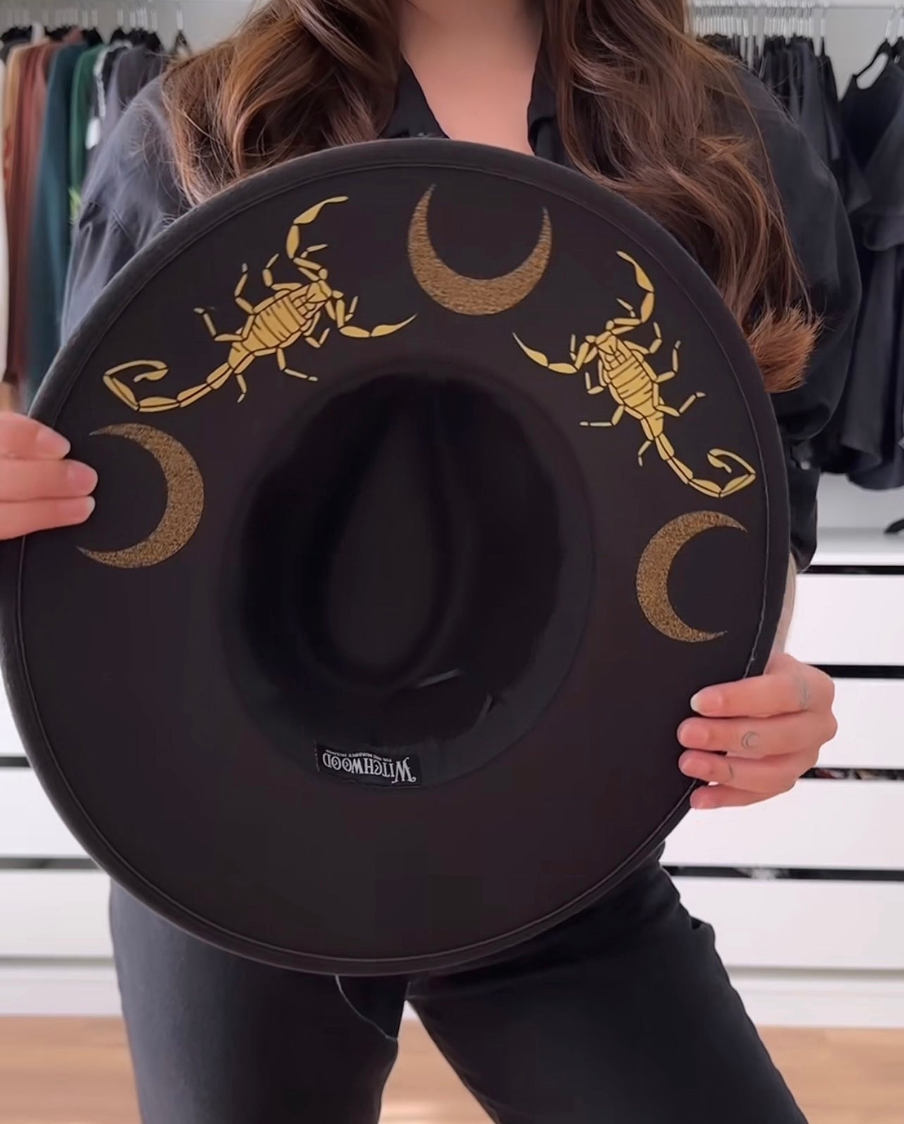 Vegan Felt Hat - XL Brim - "Scorpions & Moons"