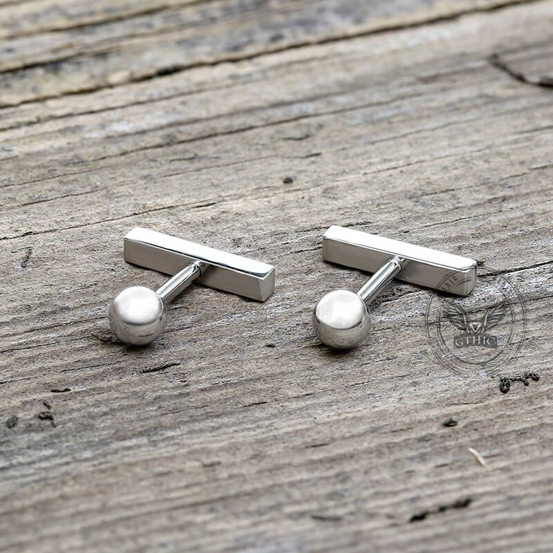 Minimalist Tiny Bar Stainless Steel Screw Back Earrings