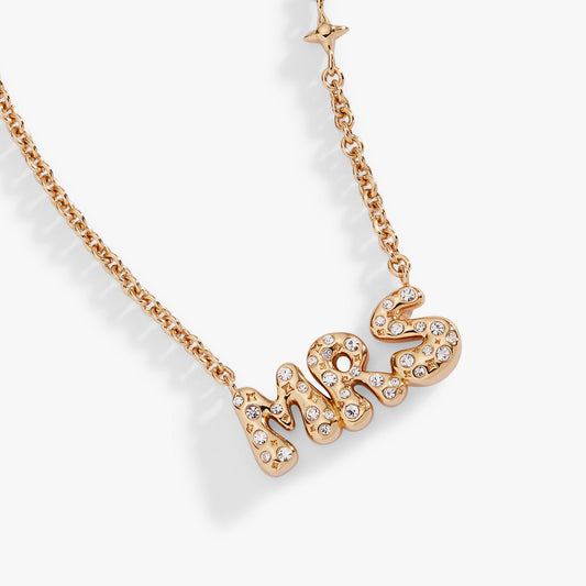 'Mrs' Bubble Crystal Pendant Necklace