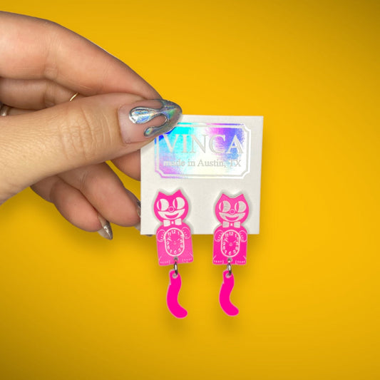 Kitten CLAW-K Officially Licensed Kit-Cat Klock® Earrings in Pink