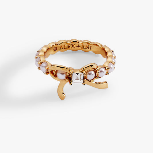 Bow Pearl Coquette Ring