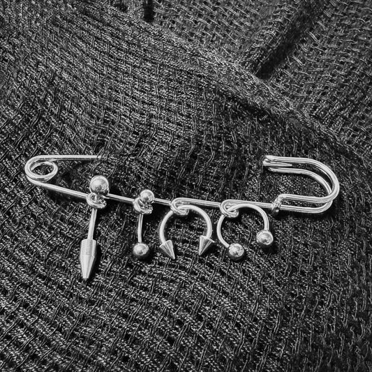 Pierced Safety Pin Brooch