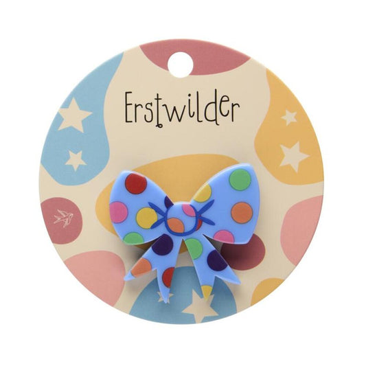 Polka Dot Bow Simplified Mini Brooch - Blue by Erstwilder