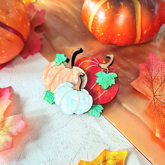 Pumpkin Patch Brooch by Cherryloco - ORANGE