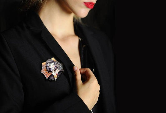 Spider Woman with Web Brooch by Laliblue