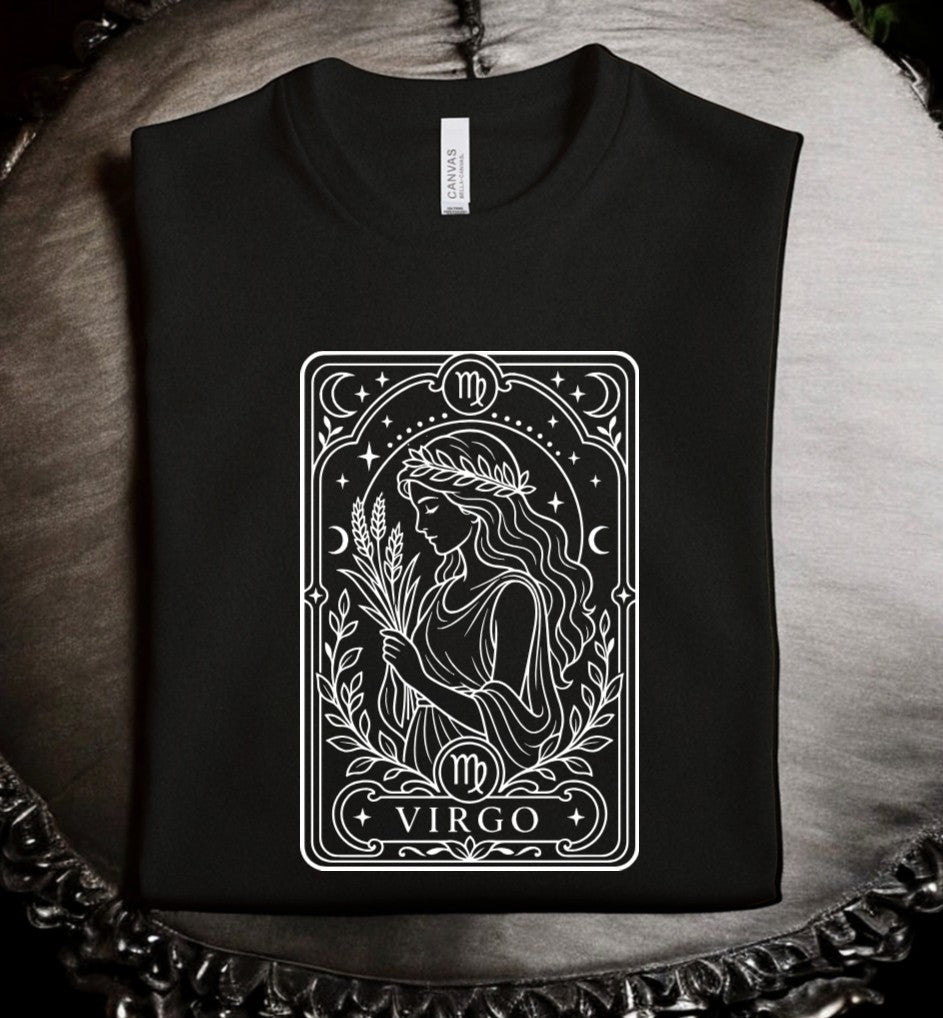 Virgo Tarot - Available in T-Shirt, Pullover, Hoodie, Tank, Cropped t-shirt or Long Sleeve